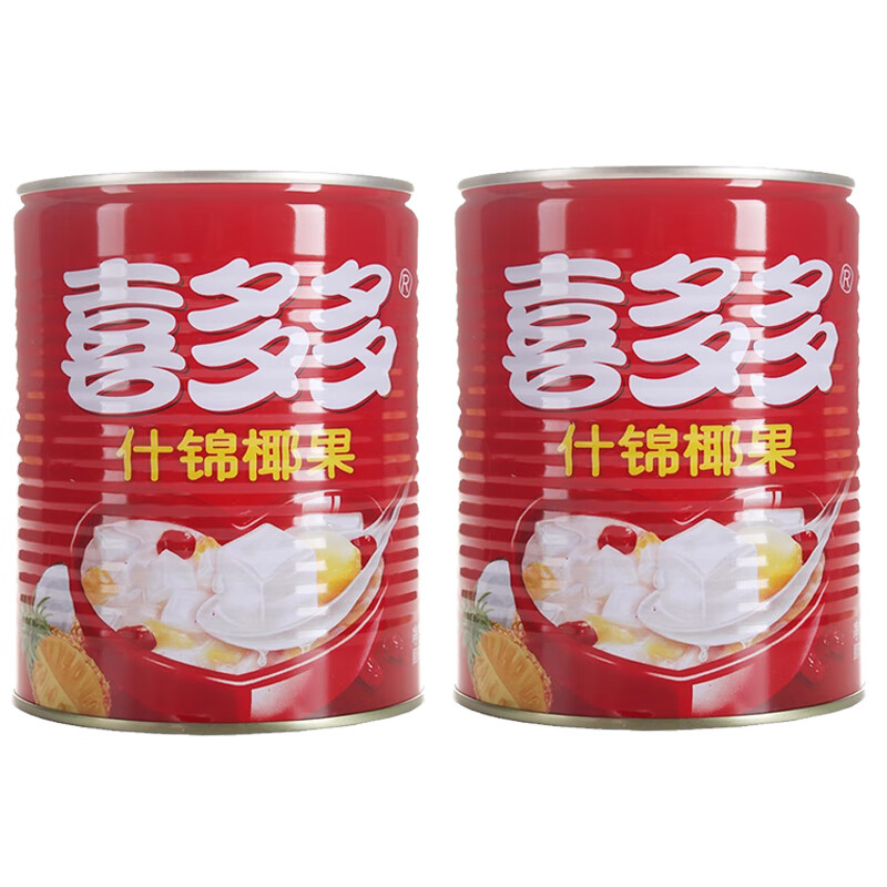 喜多多什锦椰果850g大罐装椰果罐头家用整箱包邮水果罐头即食