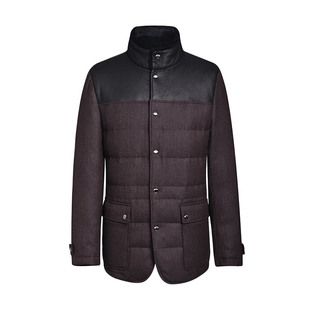 callisto卡利斯特秋冬羊毛立领拼接短款时尚羽绒服外套FJFED029BR