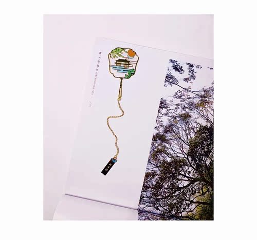 南湖名胜吊链书签 烟雨楼图样书签