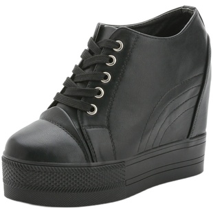 10厘米内增高女鞋2025春新款坡跟内争高超高跟12cm厚底单鞋小白鞋