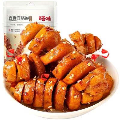 百草味香弹面筋卷烧烤味零食