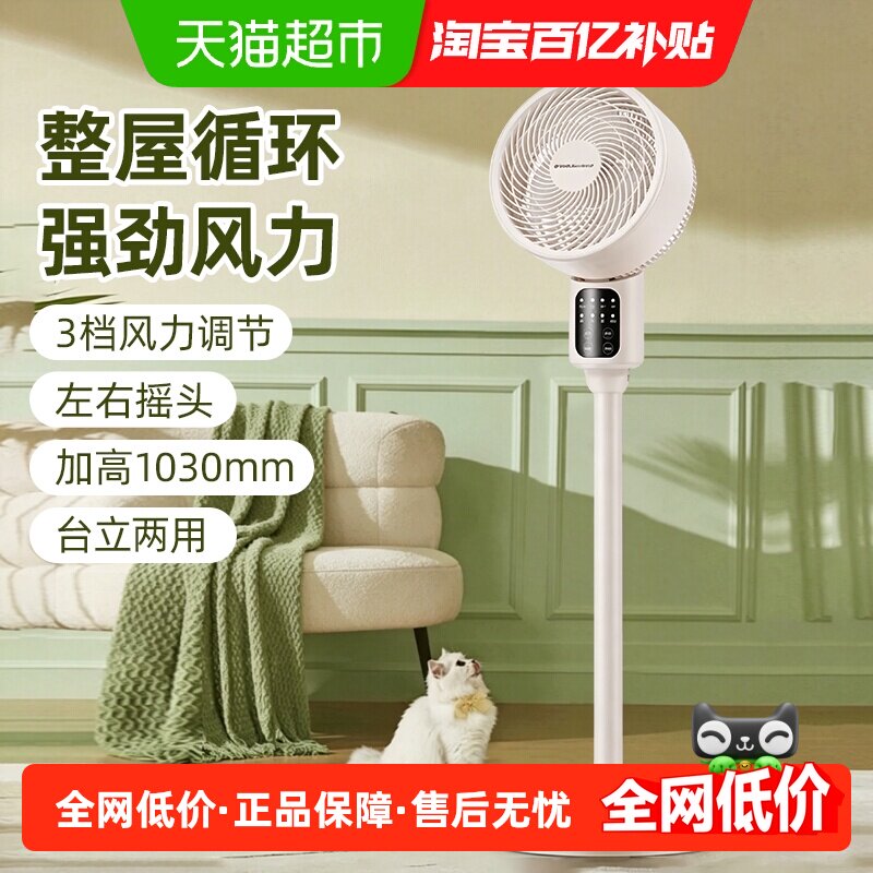 荣事达空气循环扇家用空调伴侣电风扇轻音节能定时台立两用落地扇