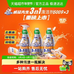 威猛先生厨卫三合一多效清洁剂500g*3瓶厨房重油污净抑霉菌不刺鼻
