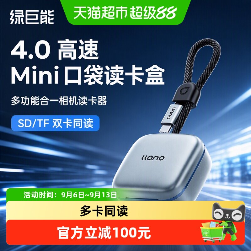 绿巨能高速迷你读卡器SDTF二合一图片