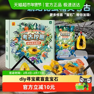 儿童琥珀昆虫精灵考古挖掘玩具男女孩手diy寻宝藏盲盒宝石砸化石