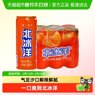 北冰洋桔汁汽水易拉罐装果汁碳酸饮料桔汁汽水夏日饮品330ml×6听