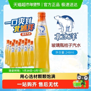 北冰洋精制桔汁汽水水248mlx12瓶果汁碳酸饮料饮品中华北京老字号