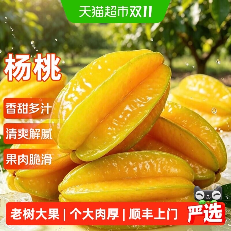 杨桃新鲜水果大果酸甜杨桃广东星星果洋阳桃黄色整箱装杨桃