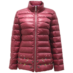 品牌中老年女装冬装新款白鸭绒加厚保暖羽绒服妈妈立领短款外套女