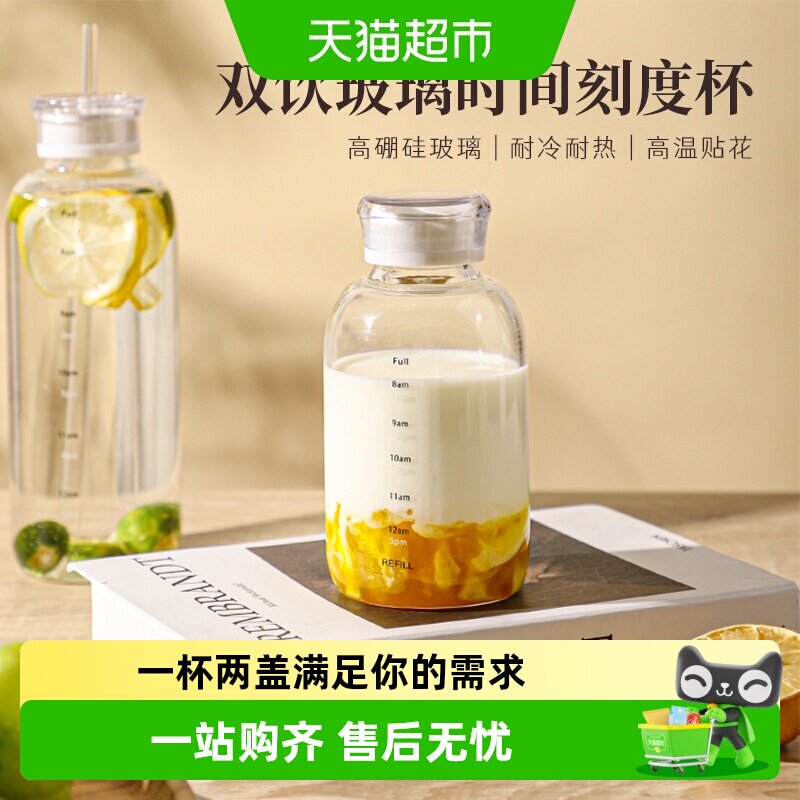 舍里双盖高硼硅玻璃杯耐冷热便携图片
