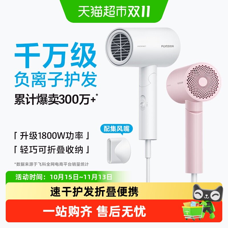 飞科吹风机家用大功率风力电吹风负离子护发宿舍用学生风筒FH6278