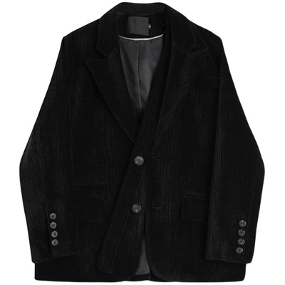 炸街夹棉黑色设计感小众西装外套