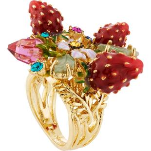 Les Nereides凡尔赛庄园系列 小草莓戒指 夏日花朵宝石珐琅彩