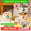 摩登主妇一家三口儿童饭碗316L不锈钢餐具宝宝吃饭专用双耳辅食碗