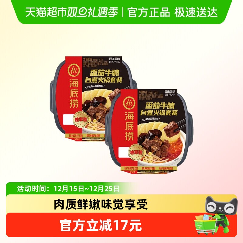 海底捞自热火锅番茄牛腩267g*2盒自煮火锅方便懒人宿舍即食小火锅