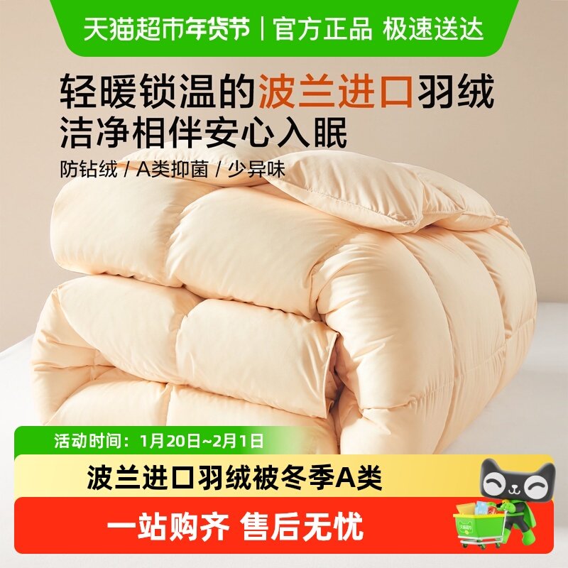 波兰进口羽绒被冬季A类保暖加厚被芯四季通用单双人春秋被子,床上用品,羽绒/羽毛被,淘宝优惠券,粉丝福利购,淘宝优惠卷