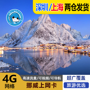 挪威电话卡欧洲通用5G/4G手机流量上网卡5/7/10/15/30天旅游SIM
