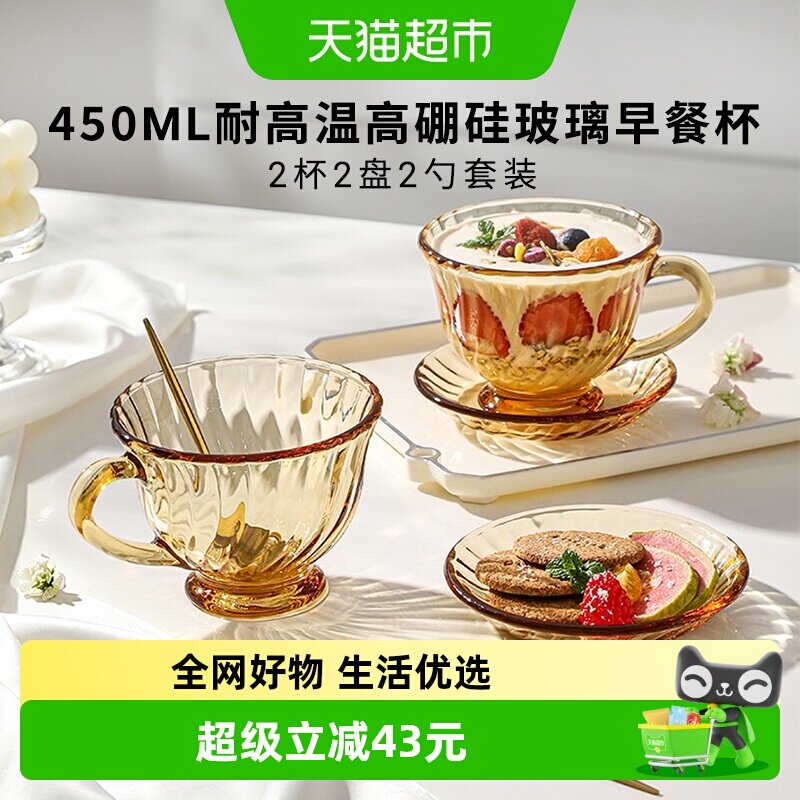 VISIONS耐高温微波炉玻璃早餐杯图片