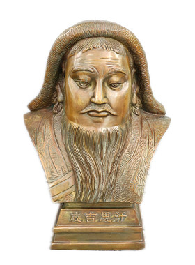 加厚黄铜成吉思汗摆件半身像