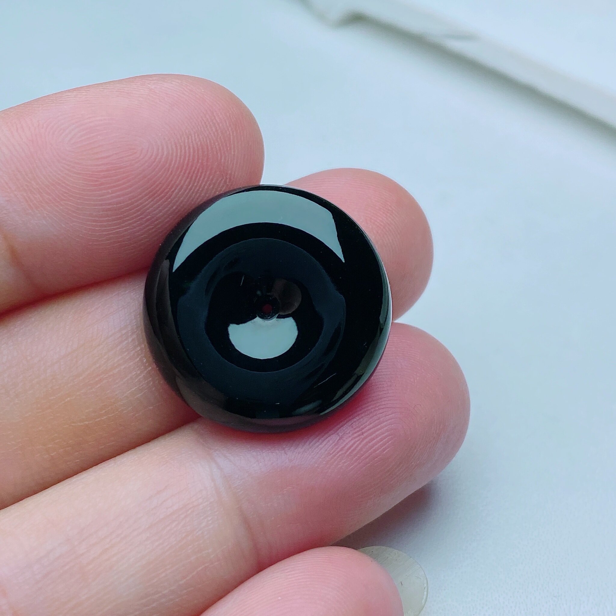 缅甸天然翡翠a货墨翠平安扣掉键盘黑打灯透绿yf卡19.5-6.5mm