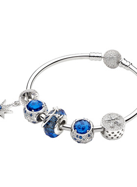 璀璨风星河同款diy配珠银手镯