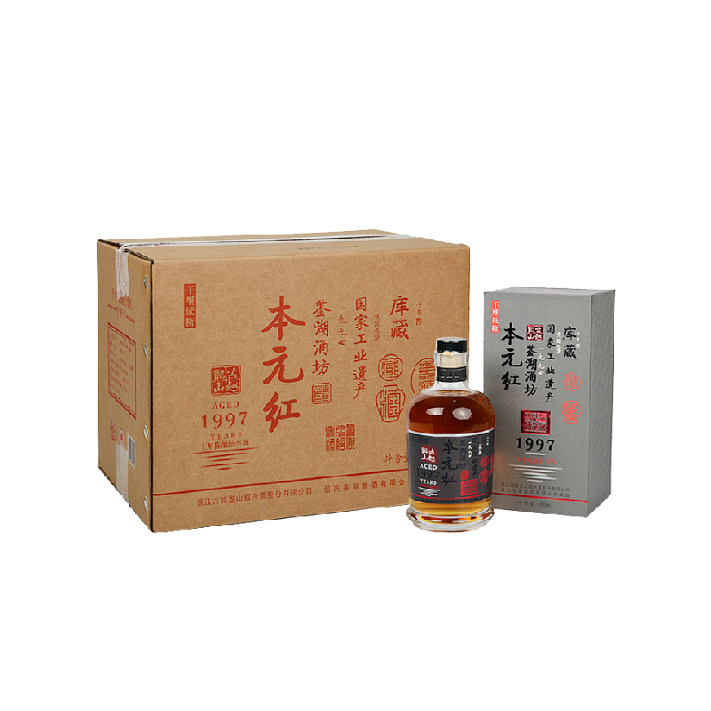 古越龙山绍兴黄酒库藏十年陈680ml*6瓶本元红无焦糖色礼盒装