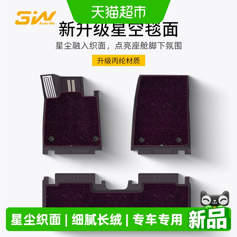 3WAUTO-LIFE小米SU7星空毯面脚垫图片