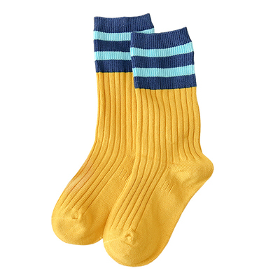 七巧板双针纯棉儿童袜子