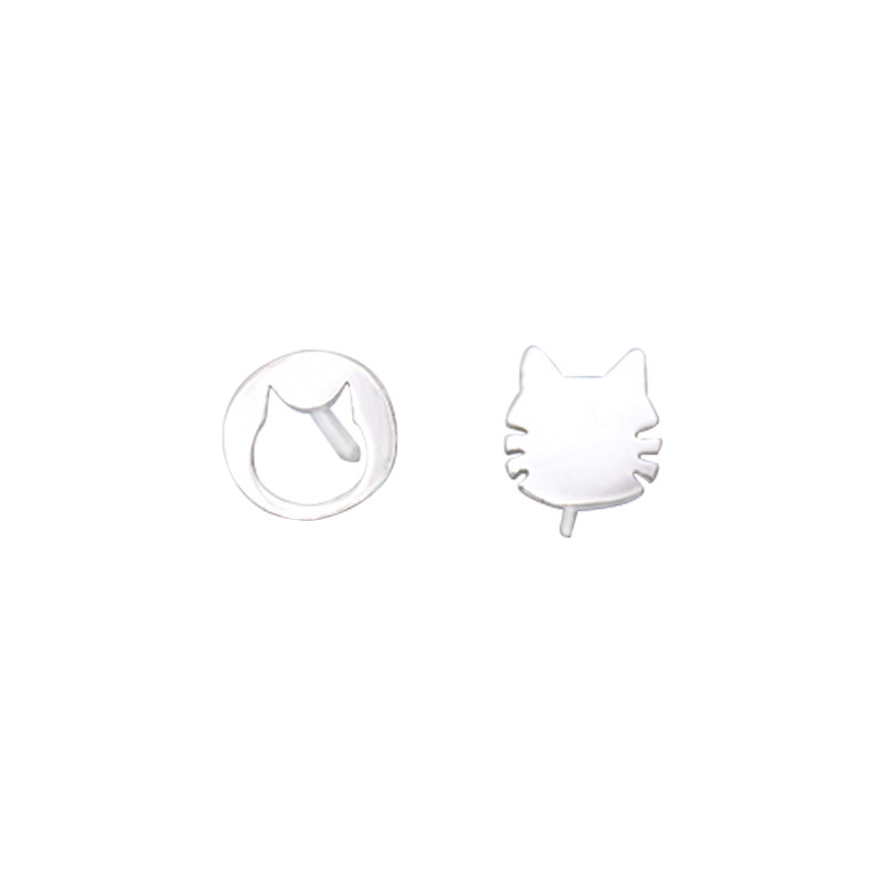 日韩风镂空猫咪不对称配饰耳坠