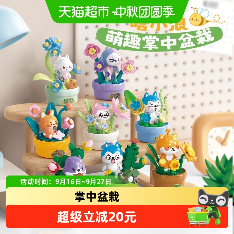 费米哈小浪多肉盆栽积木花束玩具图片