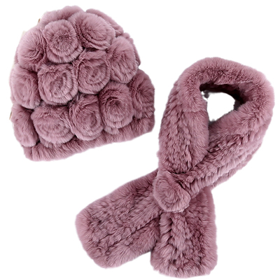 獭兔毛保暖洋气老太太围巾皮草帽