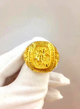 不褪色越南沙金欧币风指环