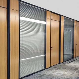 销办公室屏风隔断墙现代简约铝合金高隔百叶窗双层钢化办公玻璃新
