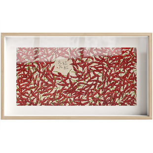 李知弥 餐厅装饰大横幅沙发背景墙壁挂画农家乐饭店新年辣椒红火