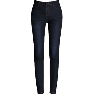 捷纯春秋牛仔裤女高腰高弹修身显瘦蓝色大码九分小脚裤2025年新款