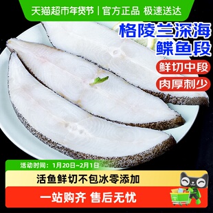 格陵兰鲽鱼身段整条现切冷冻鸦片鱼超大雅片鱼比目鱼