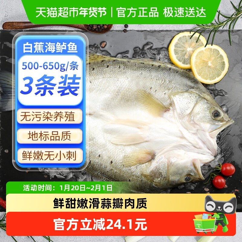 钓鱼记白蕉海鲈鱼500g*3条三去开背新鲜冷冻真空烤鱼半成品,水产肉类/新鲜蔬果/熟食,鲈鱼,淘宝优惠券,粉丝福利购,淘宝优惠卷