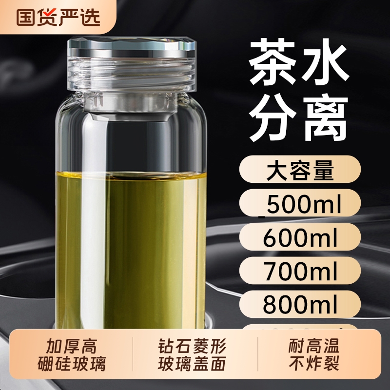 玻璃杯便携大容量高硼硅2025新款男办公室高档茶水分离车载泡茶杯