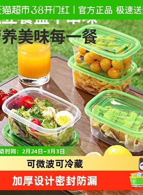 云蕾一次性餐盒外卖盒长方形多规格PP材质密封防漏猫耳手柄打包盒