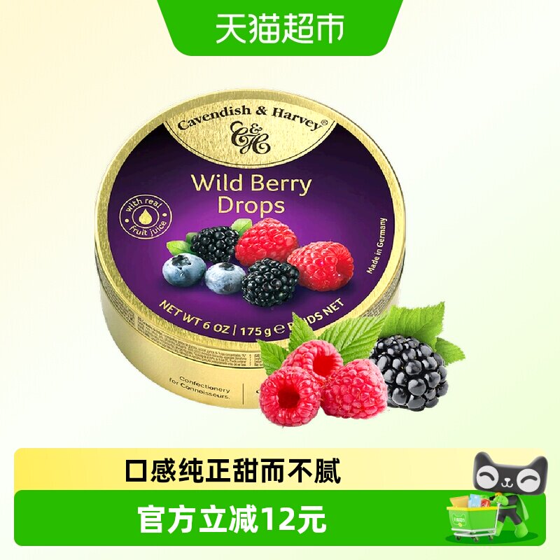 德国嘉云什锦浆果味水果硬糖175g*2罐真实水果汁德国糖霜糖果年货