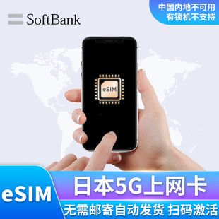 eSIM日本电话卡softbank高速5G流量手机上网3/5/7/10/15天旅游卡
