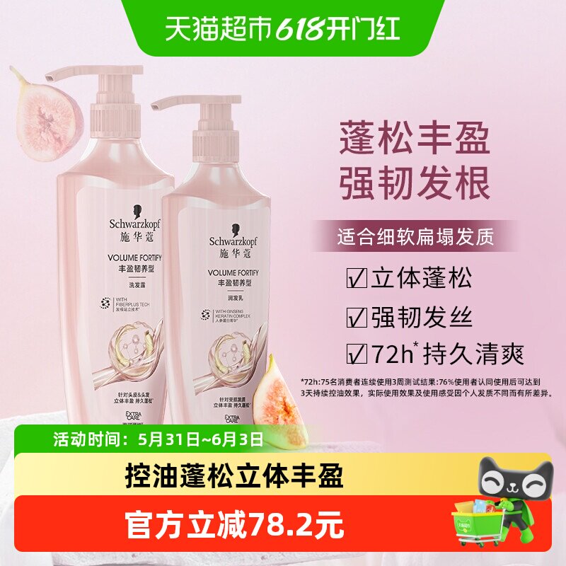 施华蔻丰盈韧养洗护套装  洗发600ml+润发400ml  