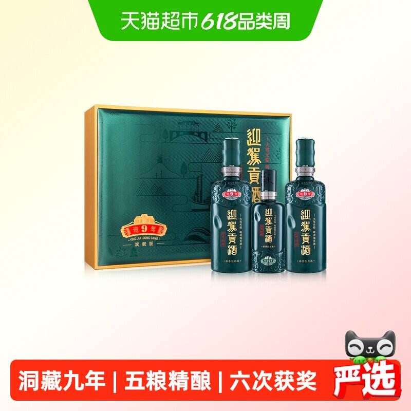 迎驾贡酒迎驾洞藏9浓香型白酒50度520ml*2瓶+125ml礼盒装