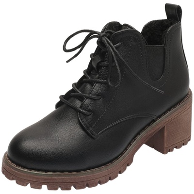 新款帅气马丁靴中高跟皮鞋小短靴