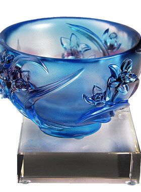 琉璃摆件兰花碗桌面商务纪念品