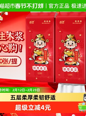 蓝漂挂抽纸抽取式面巾纸5层加厚2提150*175mm家用餐巾纸卫生纸巾