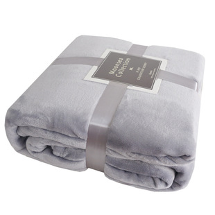 外贸出口定制礼盒毛毯节日礼品高端纯色法兰绒单人盖毯双人大毯子