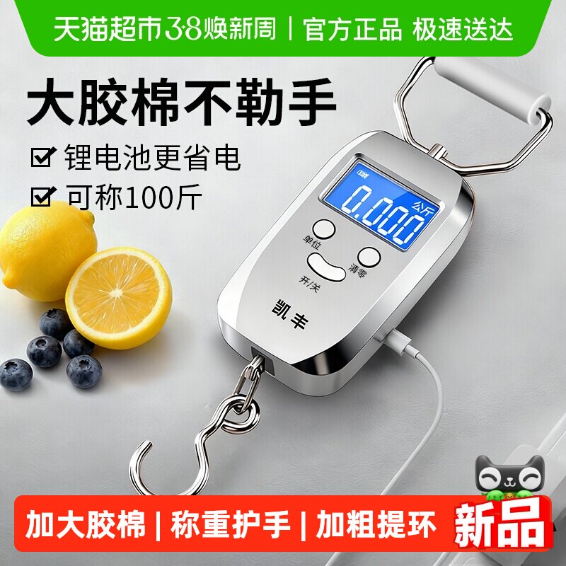 凯丰迷你手提电子秤便携式高精度家用快递称小秤弹簧秤小型手拿