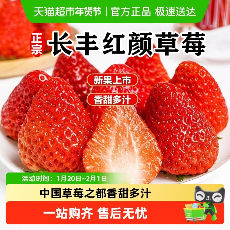 安徽长丰草莓红颜草莓九九牛奶草莓现摘当季新鲜水果整箱,水产肉类/新鲜蔬果/熟食,草莓,淘宝优惠券,粉丝福利购,淘宝优惠卷