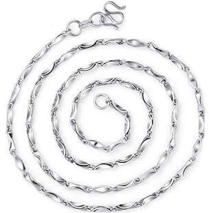 足银元宝链999纯银项链女男士粗银链子无吊坠长款毛衣链素链银饰